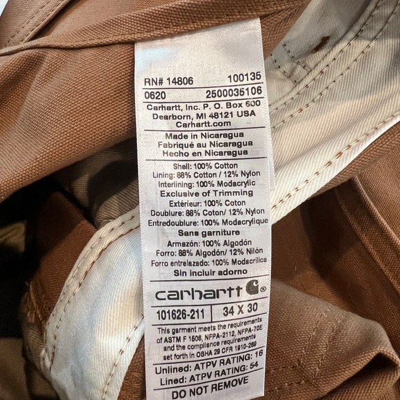 NWOT Carhartt Men’s Insulated FR  Overalls - Picture 8 of 8